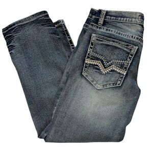 True Luck 30x30 Thick Stitch Straight Leg Blue Jeans